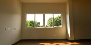 an empty room with a window